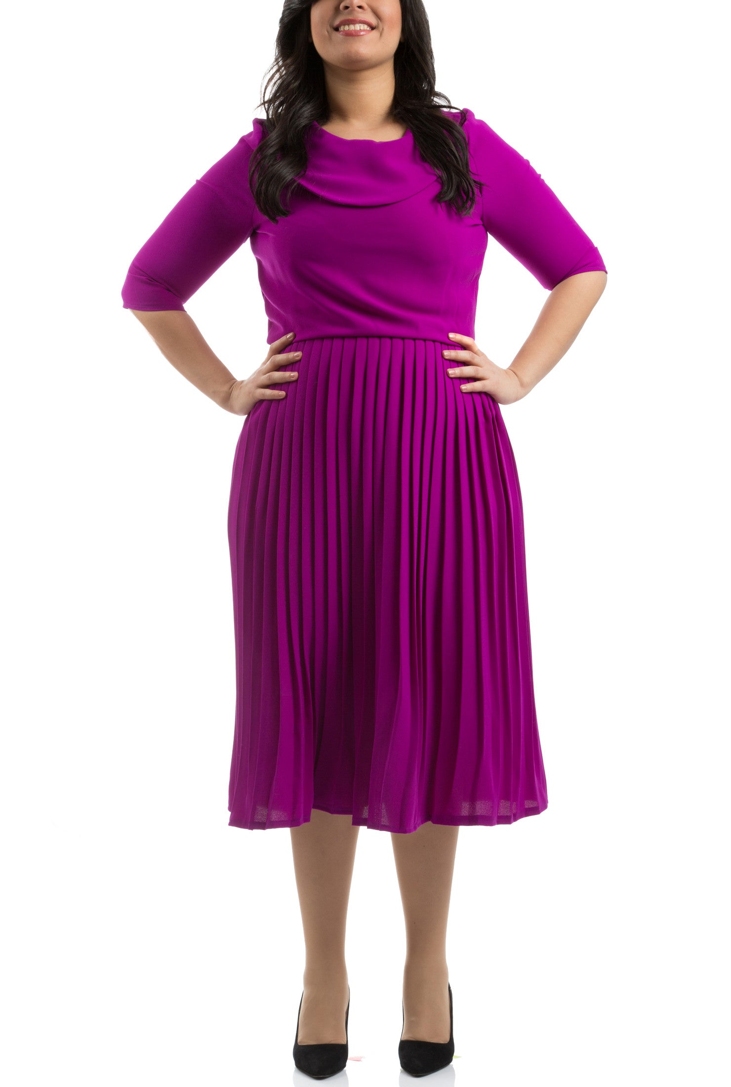 Accordion Pleated Dress Purple Rafeya Fashion