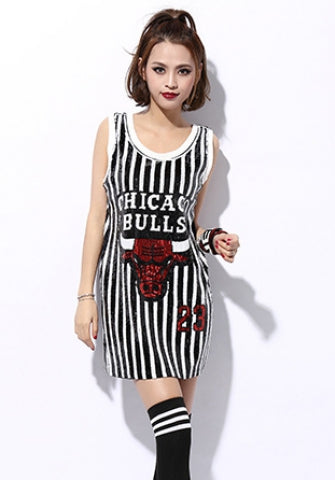 sequin bulls jersey dress