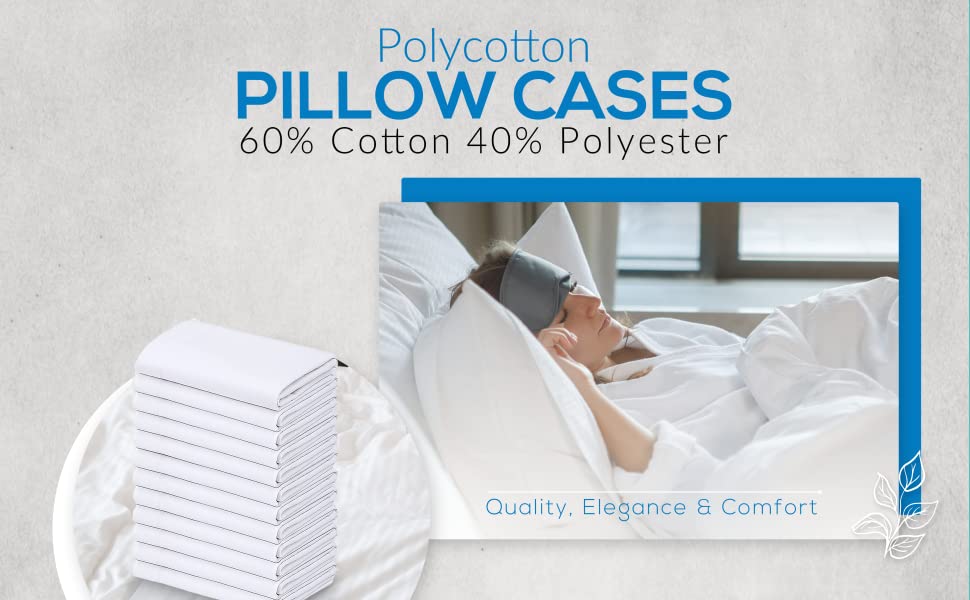 GOLD TEXTILES 100 Polycotton Pillowcase White T-200 Perfect for Physical Therapy Clinics, Hotels, Camps (100)