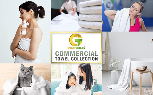 GOLD TEXTILES White Economy Bath Towel (24x 50 inches) Cotton Rich for Maximum Softness Easy Care-Home,spa,Resort,Hotels/Motels use (15 Dozen)