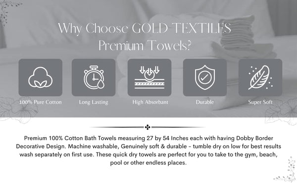 GOLD TEXTILES Premium Bath Towels Plush Heavy Weight  (27"x54") 17 lb/dz, Machine Washable super Soft