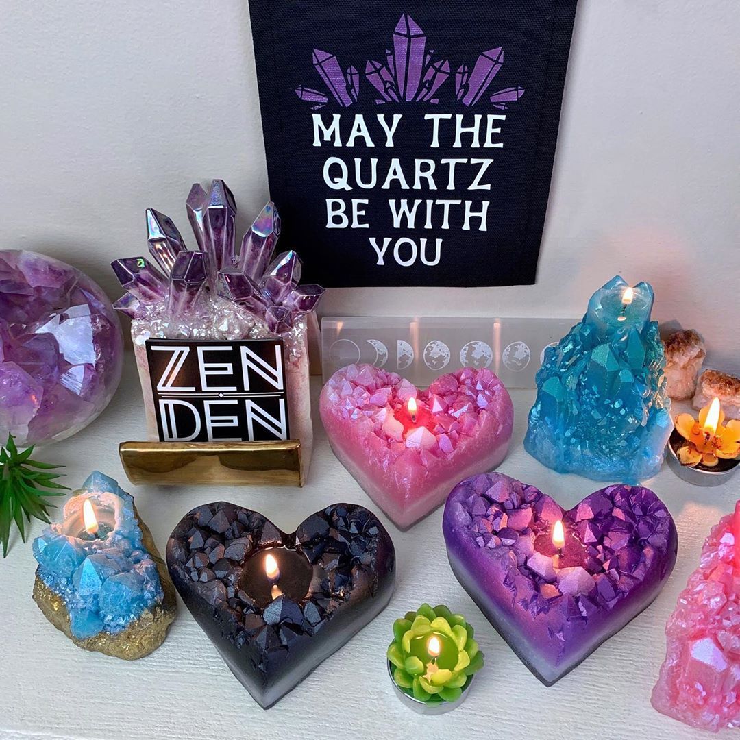 Geode Heart Crystal Candle Zen Den Candles