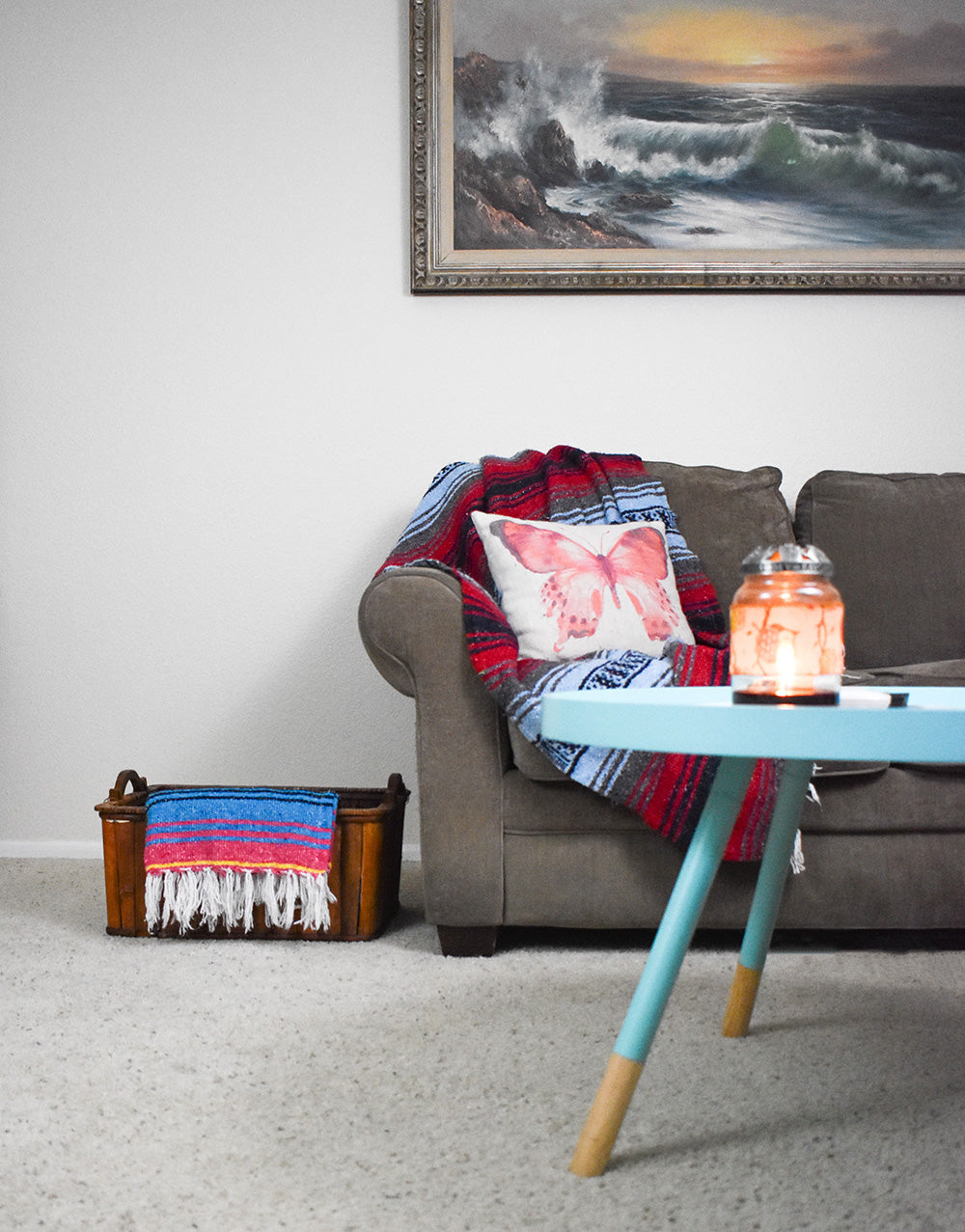Warm up your living room this winter with boho hygge decor.