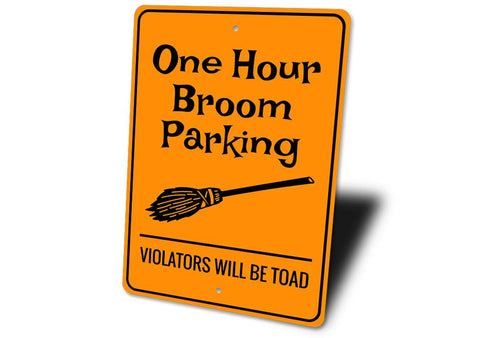 one hour broom parking sign