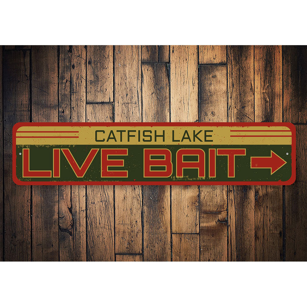 Live Bait Fishing Sign Garage Décor Mancave Rustic Signs