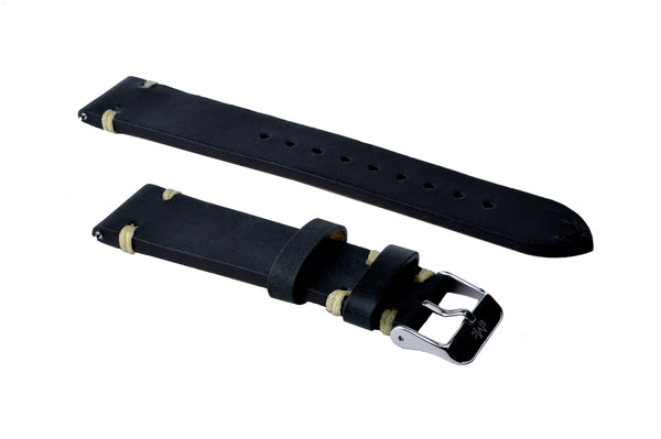 Black Padded Tumbled Leather Strap – Strap Mill Canada