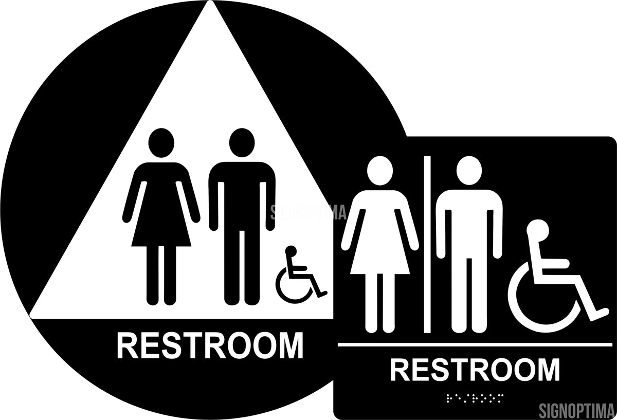 Ada Compliant Unisex Accessible Restroom Sign Bundle Braille Sign And 5558