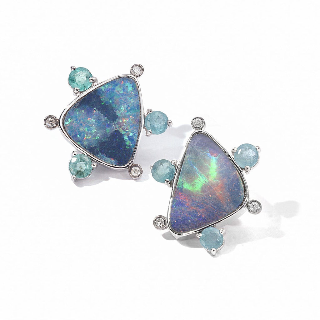 Silver Affinity Opal and Emerald Earrings | Coomi