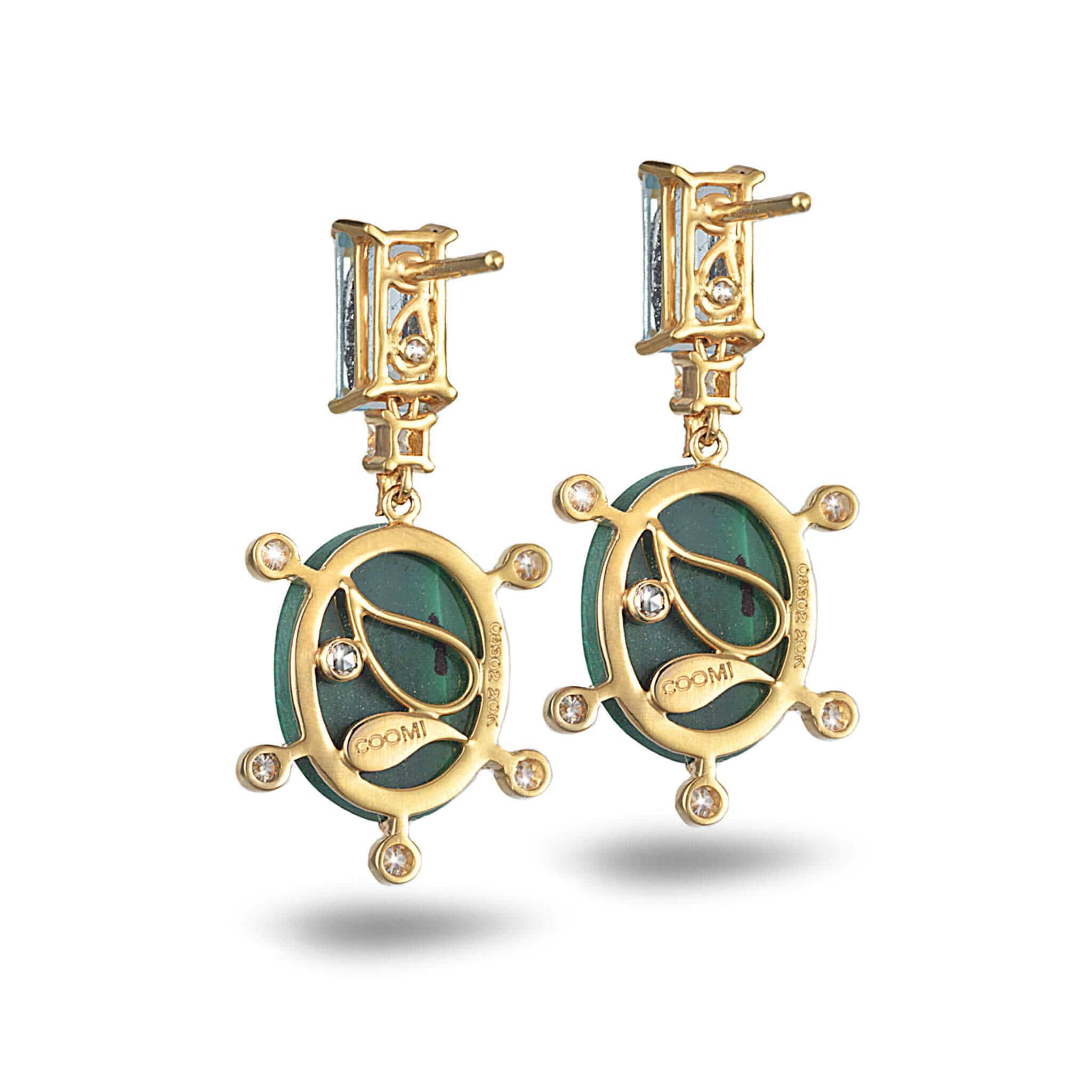 20K Affinity Aquamarine and Opal Inlay Drop Earrings | Coomi