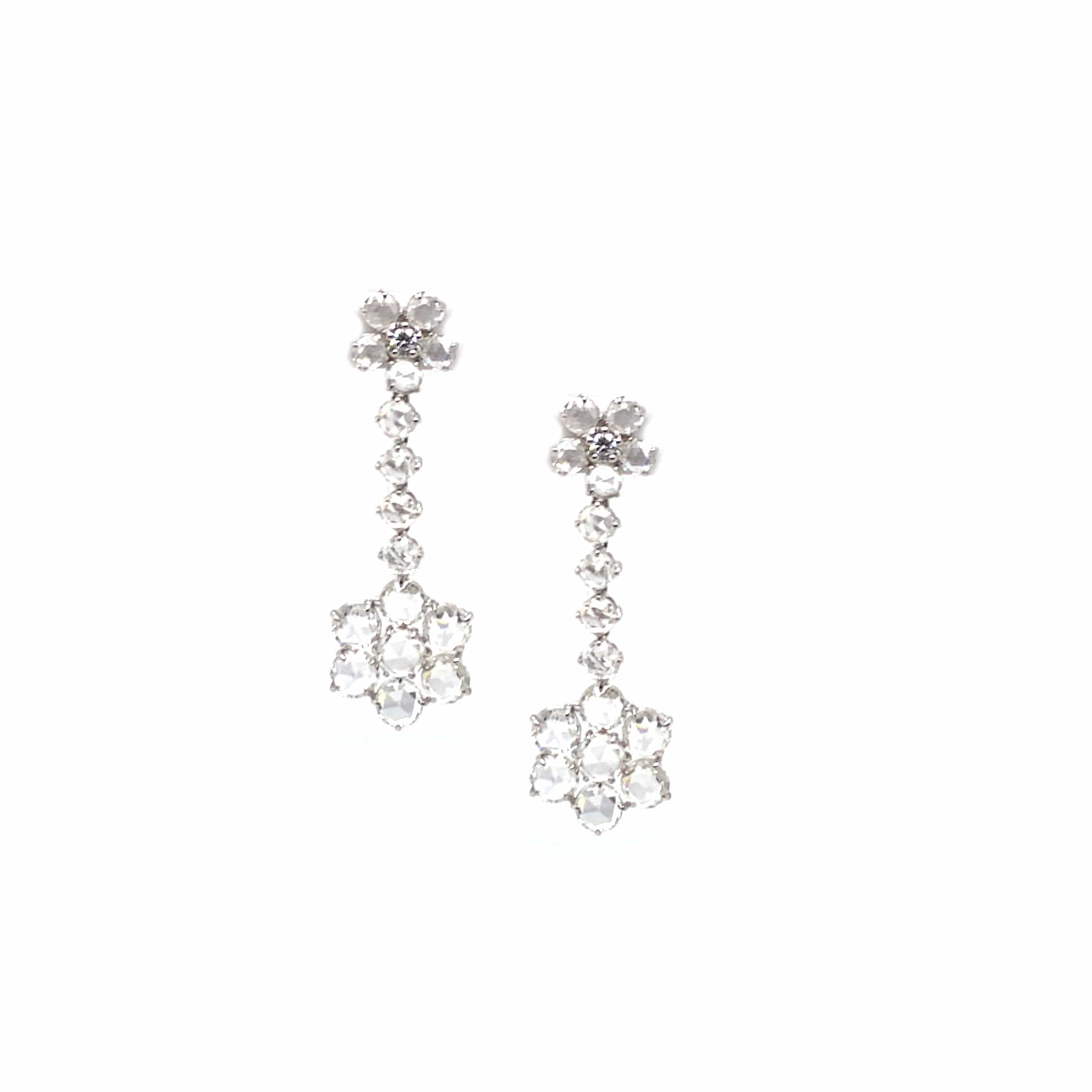 Trinity Flower Diamond Drop Earrings