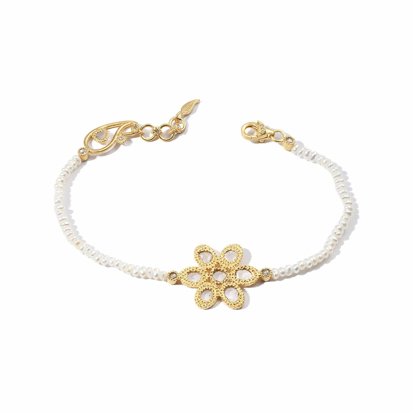 20K Pearl and Diamond Flower Bracelet | Coomi