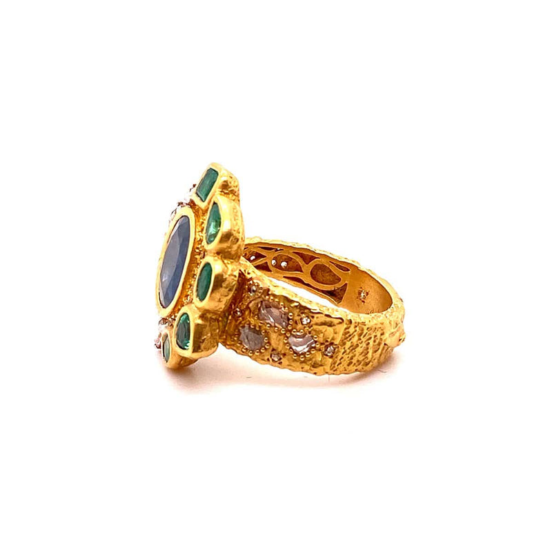 Affinity 20K Emerald and Sapphire Ring | Coomi