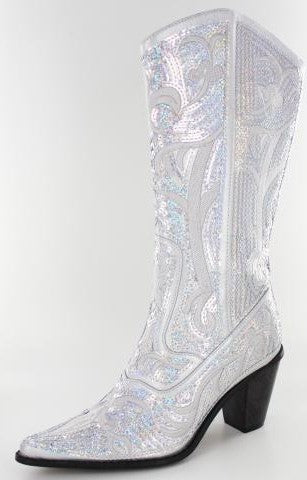 silver bling boots