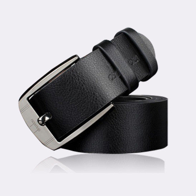 LadFox Belt Men  Newest 2Color Men Belt Luxury Leather Belts For Men Vintage Pin Waistband Metal Buc