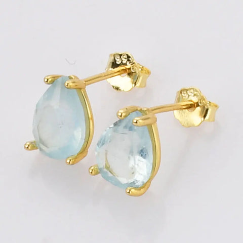 pear stud aquamarine earrings