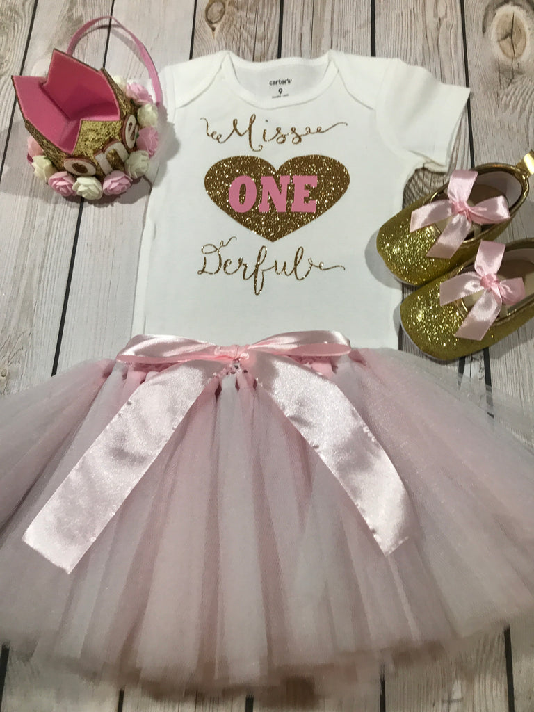 Miss One Derful Outfit Baby Girl First Birthday Outfit Pink Crown