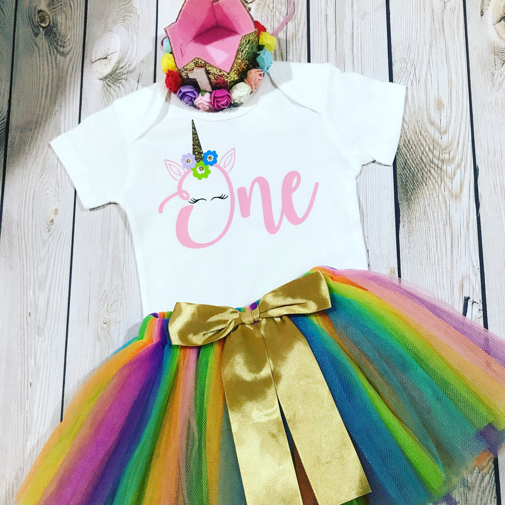 rainbow unicorn birthday dress