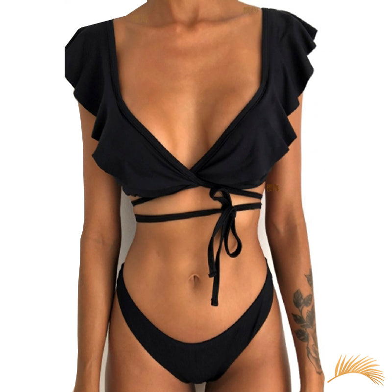 ruffle wrap bikini top