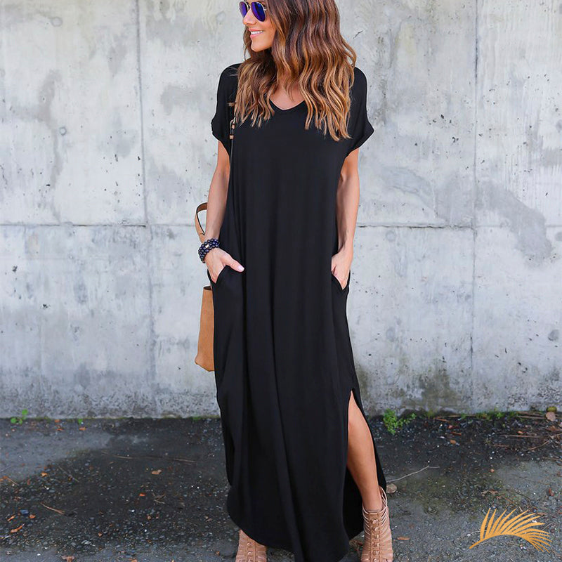 black t shirt dress with pockets