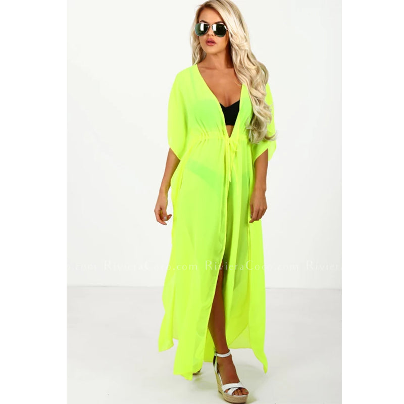 neon green beach cover up