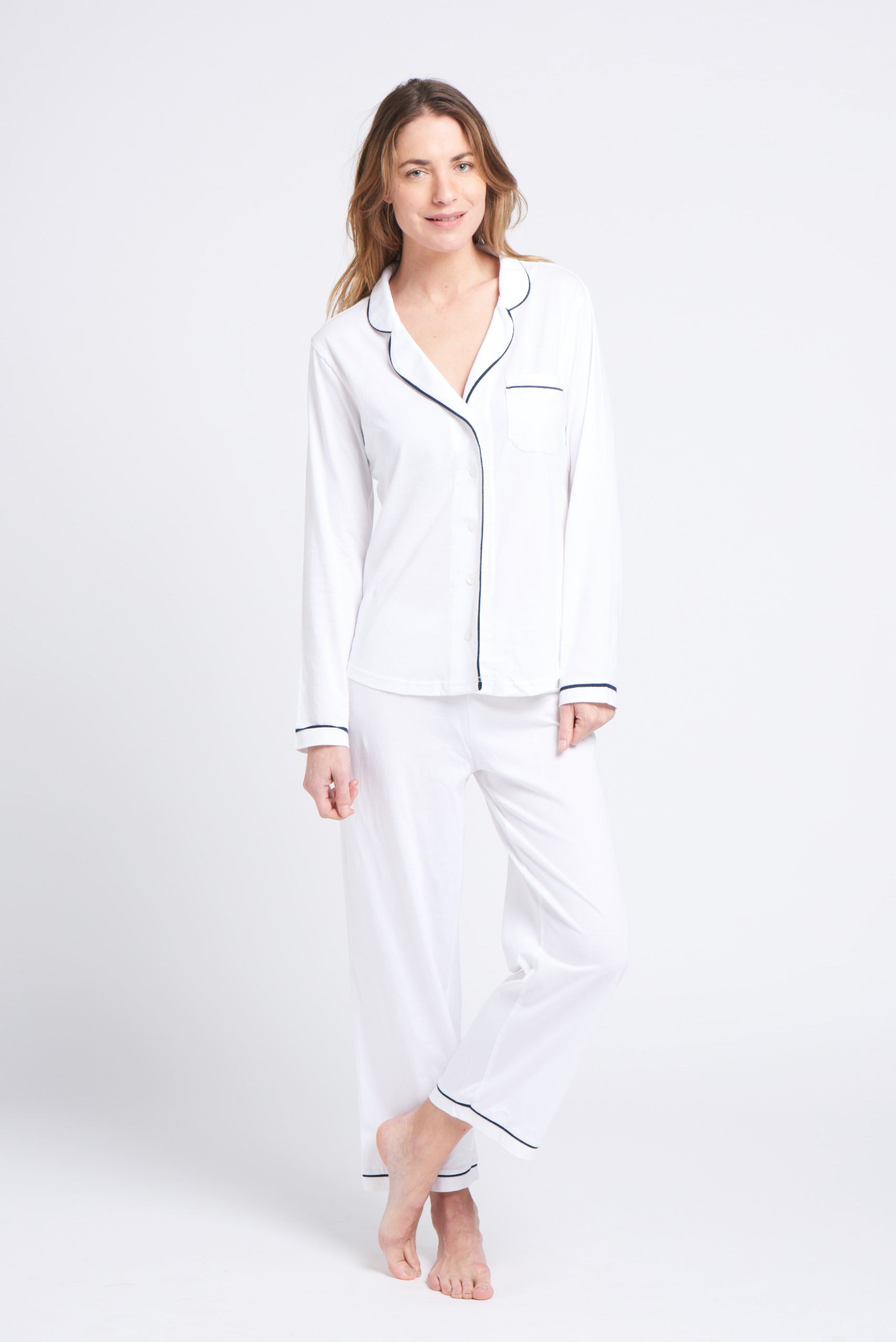 Portsea PJ Set Long White