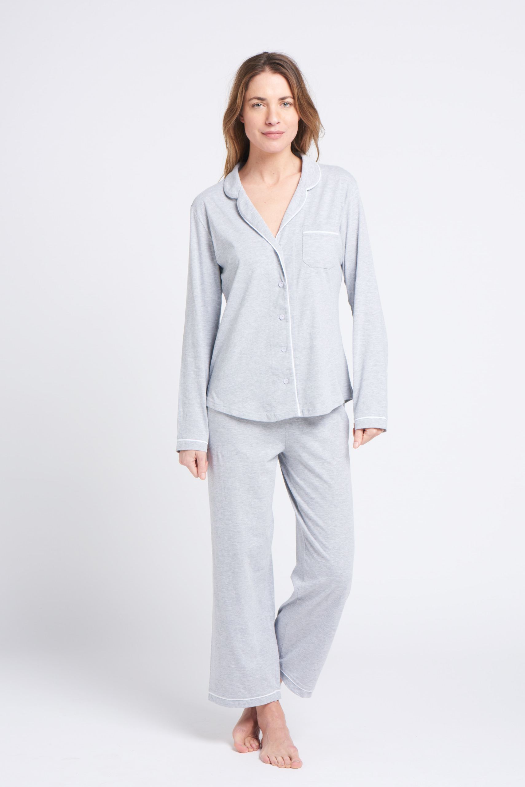 Portsea PJ Set Long Grey