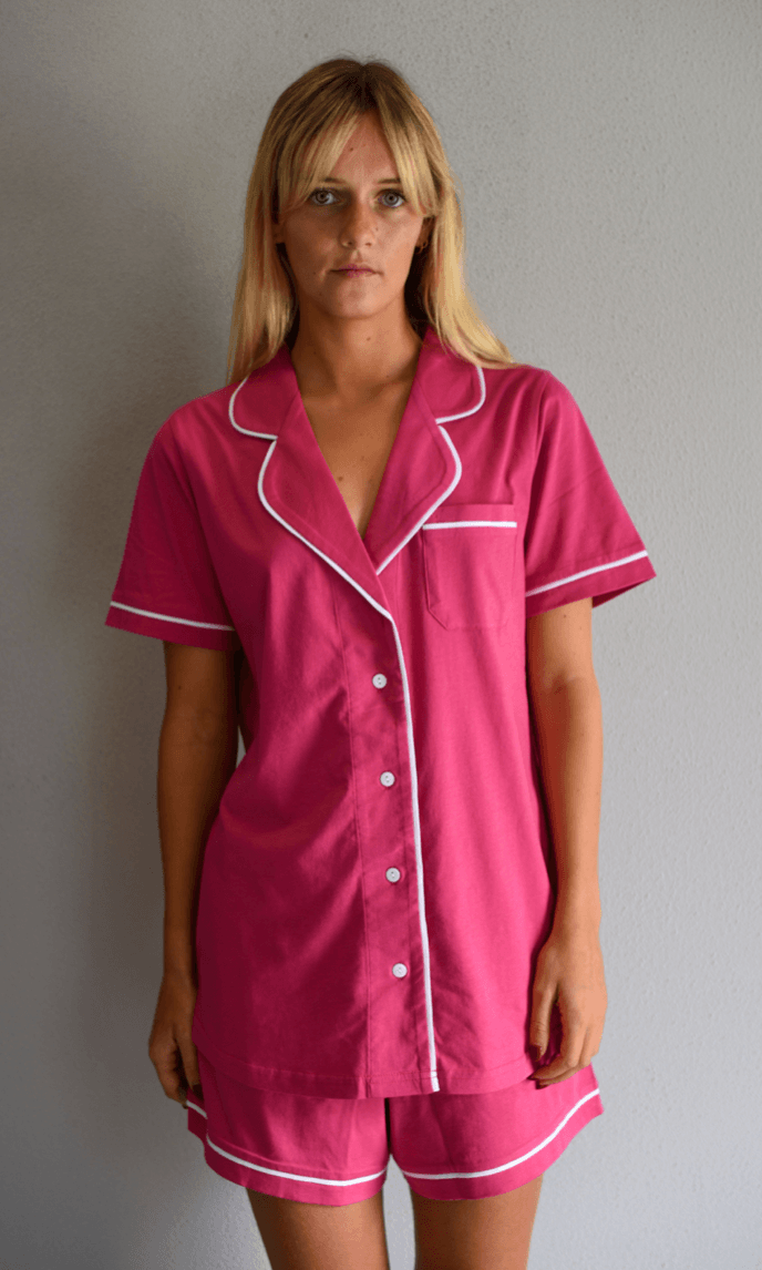 Portsea Short Sleeved PJ Set Fuchsia