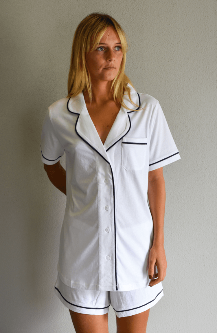 Portsea Short Sleeved PJ Set White