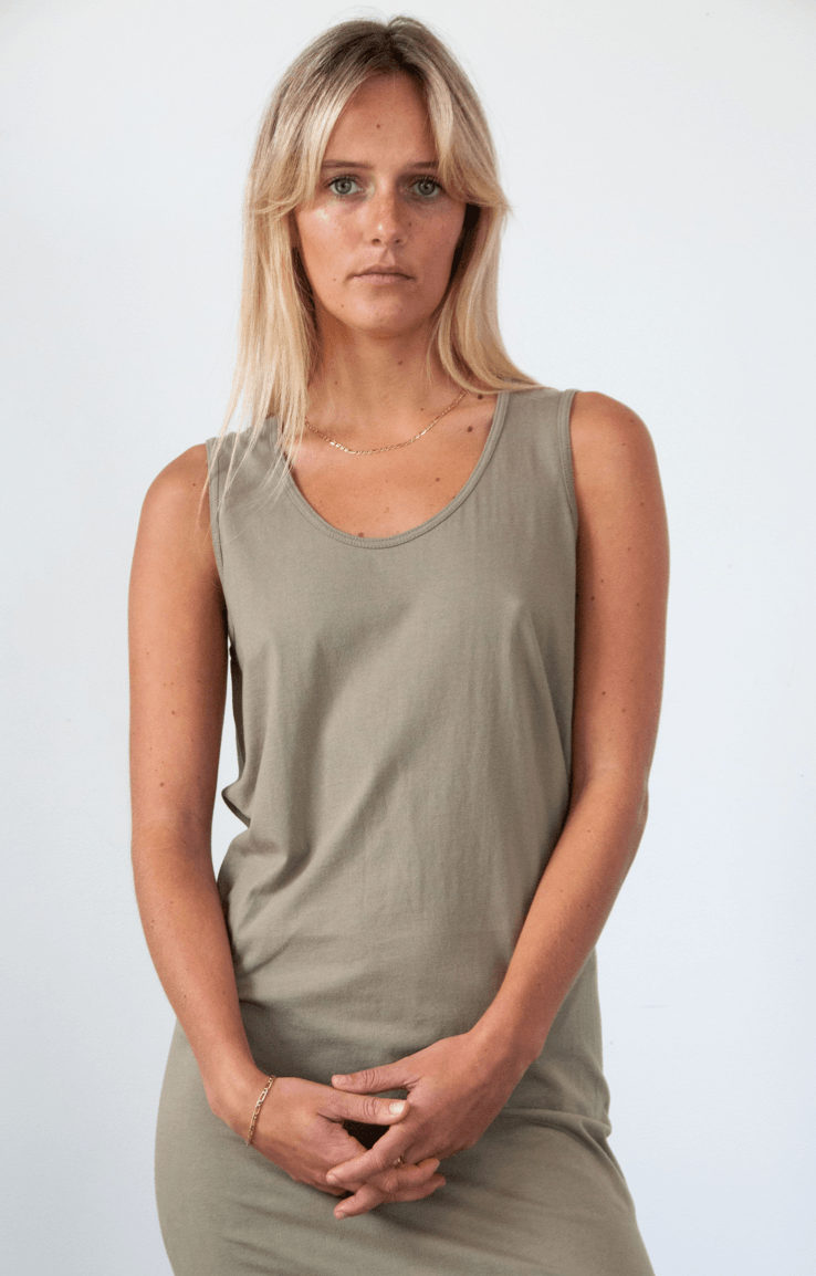 Cali Tank Dress Khaki