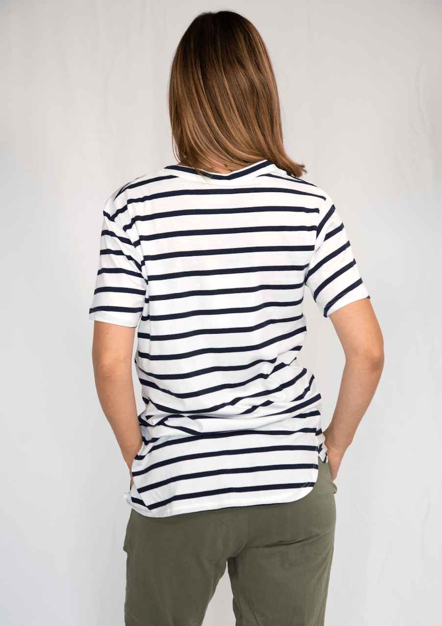 Super Relaxed Tee Stripe Navy/White