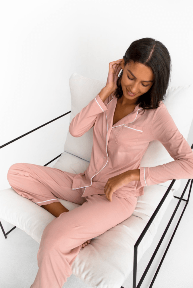 Portsea PJ Set Long Dusty Pink