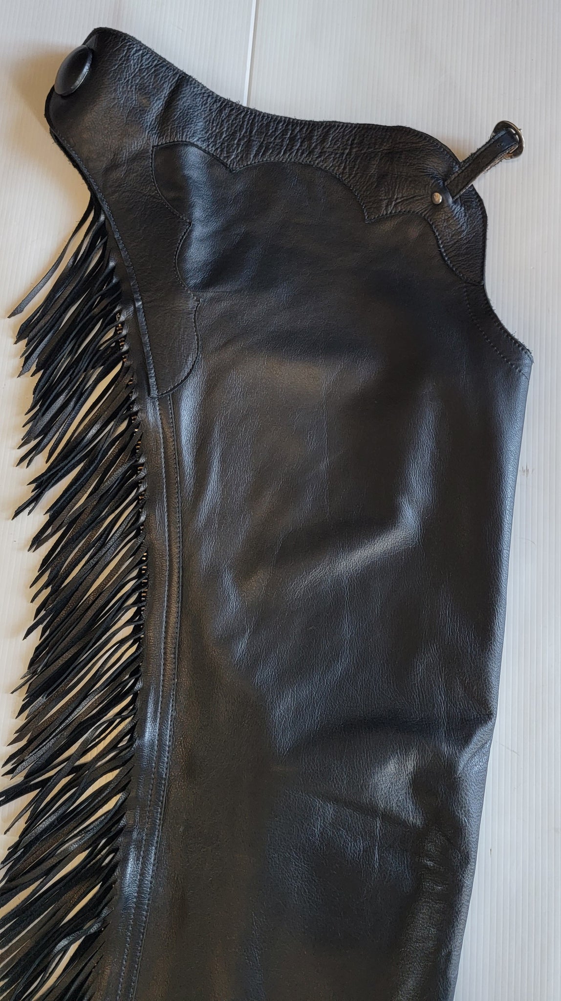 1 == Adult Medium Long Smooth Leather Black Chaps – Rock & Rail Western ...