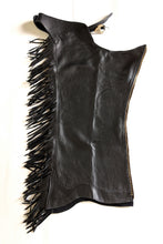 1= = Youth Medium/Large Black Smooth Leather Chaps