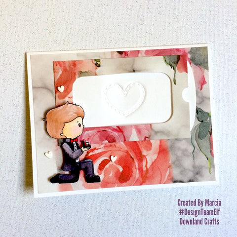 #thefrolickingfairy #downlandcrafts #designteamelf #marryme #willyoumarryme #slidercard #sweetstampshop #popthequestion #watercolor #arteza #realbrushpens #cas #cleandandsimple #soinlove #handmade #papercraft #slidercard