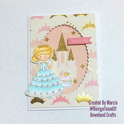 #thefrolickingfairy #downlandcrafts #designteamelf #prettyprincess #princess #fairytale #cupcake #royal #castle #dreambig #copiccoloring #papercraft #handmade