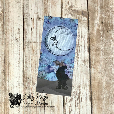 #thefrolickingfairy #fairyhugs #tarwep #troll #gnome #dwarf #adventure #curious #curiosity #happymoon #moon #luna #crescentmoon #tag #bookmark #onanadventure #seetheworld #fairyhugsstore #bluelagoon #patternedpaper #silhouettes #cardmaker #cardmaking #cardmakersofinstagram