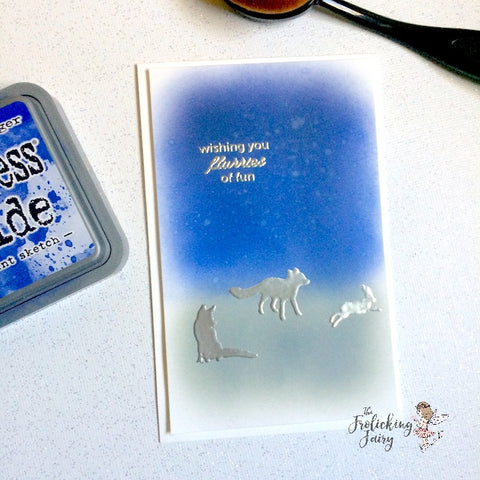 #thefrolickingfairy #heroarts #winteranimals #cas #cleanandsimple #inkblending #silverfox #winter #winterful #reindeer #polarbear #penguins #silhouettes #cardcollection #a2zscrapbooking #cardchallenge #winterwonderland #handmade