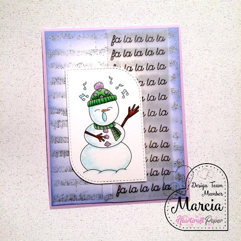 #thefrolickingfairy #heartcraftpaper #snowmancarols #digitalstamp #snowman #christmascarols #caroling #falalalala #copiccoloring #musicnotes #mftstamps #holidays #letitsnow #handmade