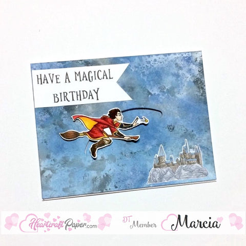 #thefrolickingfairy #heartcraftpaper #harold #quidditch #flying #magical #magicalbirthday #hogwarts #magicalschool #lawnfawn #slidercard #interactivecard #handmade #handmadecard #distressoxides #birthday #birthdaycard
