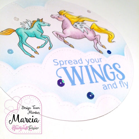 #thefrolickingfairy #heartcraftpaper #digitalstamps #unicorn #unicorn pegasus #pegasus #magical #flyinghigh #inadream #amongtheclouds #spreadyourwings #copiccoloring #distressink #lawnfawn #dryembossing #handmade #handmadecards