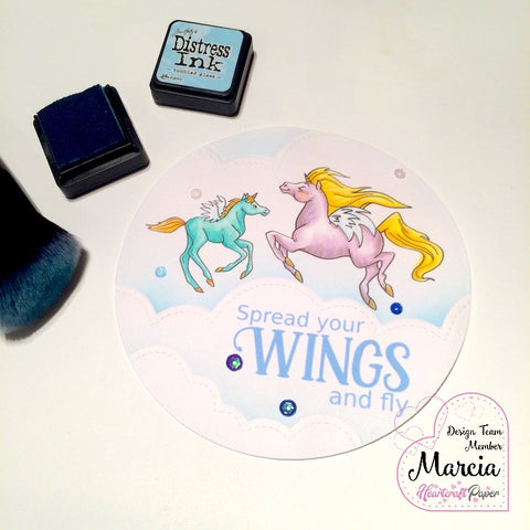 #thefrolickingfairy #heartcraftpaper #digitalstamps #unicorn #unicorn pegasus #pegasus #magical #flyinghigh #inadream #amongtheclouds #spreadyourwings #copiccoloring #distressink #lawnfawn #dryembossing #handmade #handmadecards