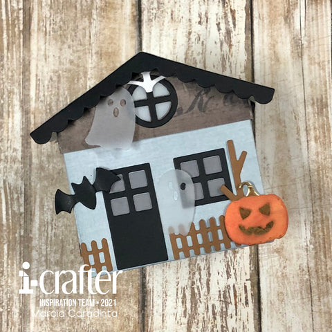 #thefrolickingfairy #i_crafterart #icrafter #loriwhitlock #housefavorbox #hauntedhouse #halloween #halloweentreat #diyhalloween #diytreatbox #treatbox #diecutting #vellum #ghosts #bats #cardmaker #papercrafting #interactive #mamamade #cardmakersofinstagram