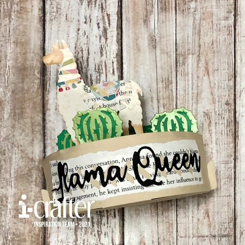 #thefrolickingfairy #icrafter #llamaqueen #llama #queen #boxpops #interactive #paperpiecing #cactus #desert #desertqueen #bookpages #cardmaker #cardmaking #cardmakersofinstagram