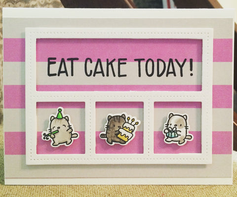 #eatcaketoday #waffleflowercrafts #littlecatagenda #partycats #mamaelephant #thefrolickingfairy #handmade #birthday #handmadecards