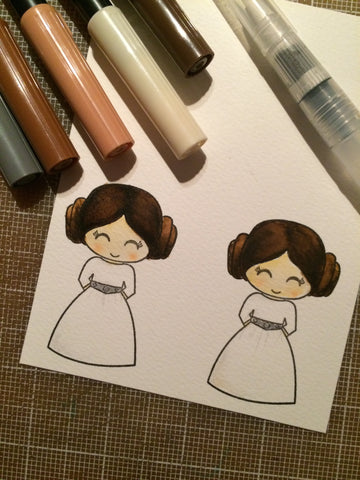 #thefrolickingfairy #kindredstamps #canson #watercolor #tombow #waterbrush #inkblending #behindthescenes #princessleia #handmade #womensmarch