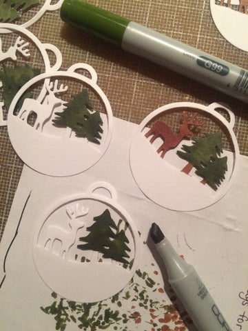 #thefrolickingfairy #sizzix #ornament #behindthescenes #copicmarkers #diecutting
