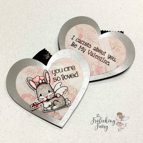 #thefrolickingfairy #jadedblossom #cupidintraining #cupid #bunny #bunnylove #youareloved #valentine #valentinesday #valentinetreat #bemine #craftymom #cardmaker #cardmaking #treatpouch #alcoholmarkers #spectrumnoir #bloghop #handmade