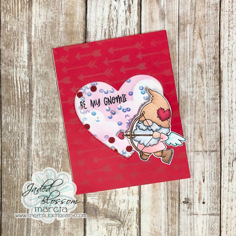 #thefrolickingfairy #jadedblossom #bloghop #valentine #valentinesday #bemygnomie #gnomekisses #loveyoulots #arrowstencil #arrow #stencil #inkblending #cloudstencil #heartdies #distressoxide #shakercard #tulleshaker #interactive #interactivecard #spectrumnoir #alcoholmarkers #cardmaker #cardmaking #cardmakersofinstagram