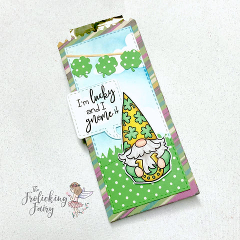 #thefrolickingfairy #jadedblossom #irishgnomes #gnomes #lucky #luckoftheirish #fourleafclover #stpatricksday #horseshoe #candybarslider #handmadetreats #alcoholink #spectrumnoir #cloudstencil #inkblending #papercraft #handmade