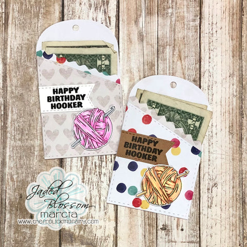 #thefrolickingfairy #jadedblossom #knithappens #pockettag #minitagdies #crochet #crochethook #hooker #happybirthday #birthdaytag #knitstitchstencil #stencil #inkblending #luggagetag #spectrumnoir #alcoholmarkers #triblends #cardmaker #cardmaking #cardmakersofinstagram